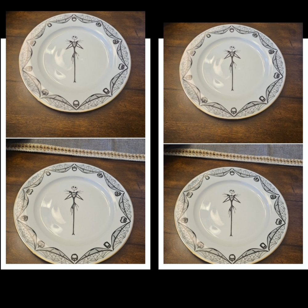 Disney ZRIKE Nightmare Before Christmas Dinner Plates Jack Halloween Set Of 4